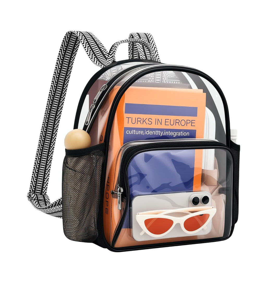 Lyingflat Clear Backpack for Stadium Events 12x12x6 Small Clear Backpack for Concert Sport Events Work Travel, Green Block