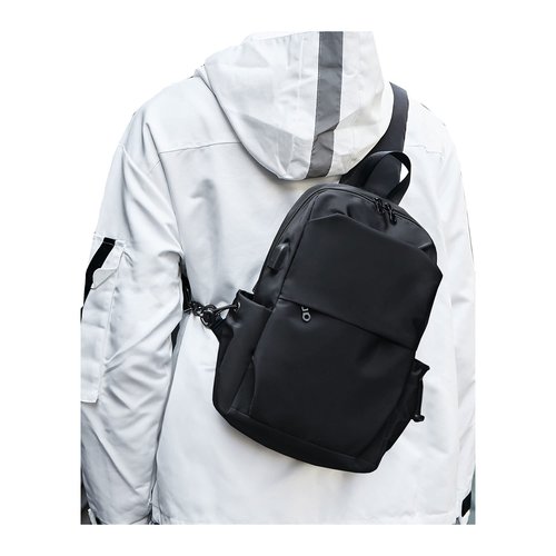 SEAFEW Large Black Sling Bag for Men and Women - Sport Crossbody Backpack for Pickleball, Tennis, Racketball