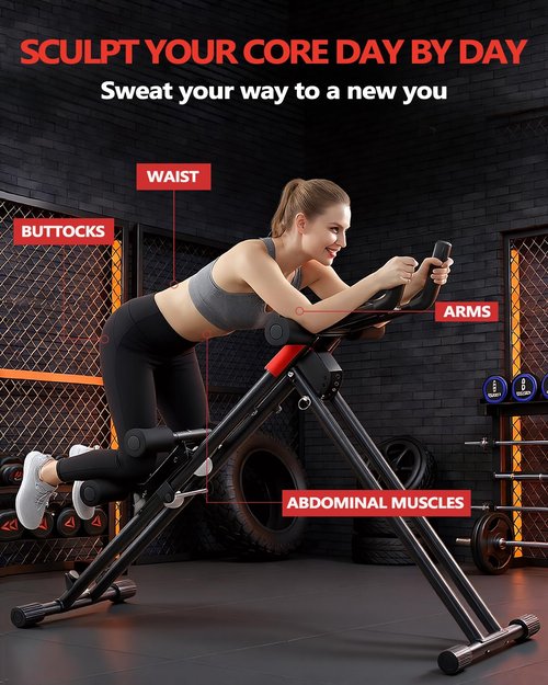 Rigel Foldable Ab Machine, 5-Level Adjustable Core & Abdominal Trainer for Home Gym Workout, Heavy Duty Strength Training Equipment for Stomach & Waist, 330lbs Capacity