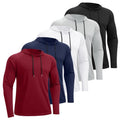 HovSiyla 5 Pack Men's Fishing Shirts Long Sleeve UPF Sun Protection Hoodie Lightweight Hiking Running Swimming Athletic Shirt Black Grey White Navy Red Large