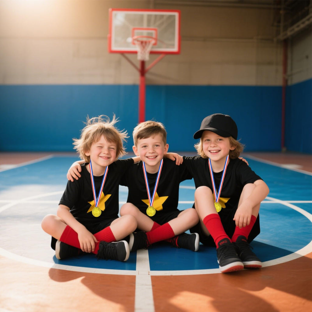 Pemalin 30 Pcs Gold Winner Medals Bulk for Kids, Trophy Team Prize Gifts, Children's Plastic Golden Awards Medals with Neck Ribbon for Sports, Games Competitions, Party Favors and Decorations