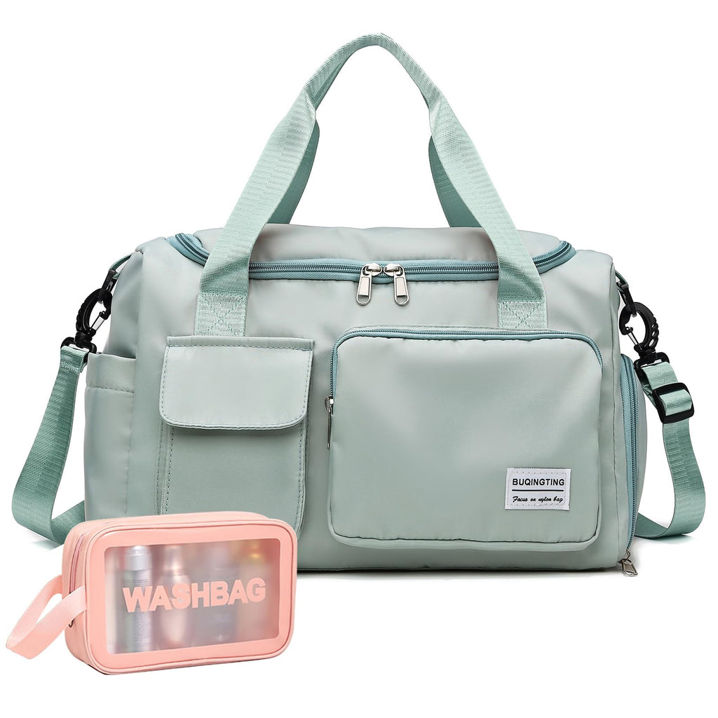 Small Gym Bag for Women, Waterproof Travel Duffle Bag Carry On Weekender Bag with Shoe Compartment & Wet Pocket, Gym Tote Bag for Travel, Workout, Sport