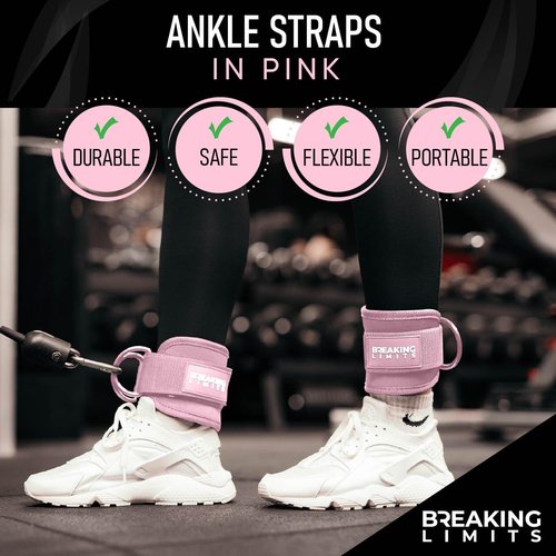Breaking Limits Ankle Straps for Cable Machines - Glute Kickback Set for Men & Women | Gym Workout Attachments