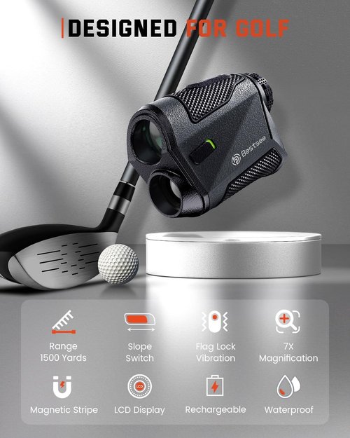 Bestsee Golf Rangefinder - High-Precision 1500 Yards Laser Finder with Slope, 7X Magnification & USB-C Rechargeable