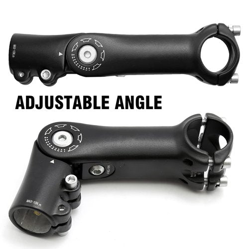 Aynaxcol 28.6mm x 31.8mm Bicycle Riser Extension Adjustable Handlebar Stem 110mm 0-90 Degree Adjustable Bicycle Stems Short Handlebar Stem for E Bike Bicycle (110mm)