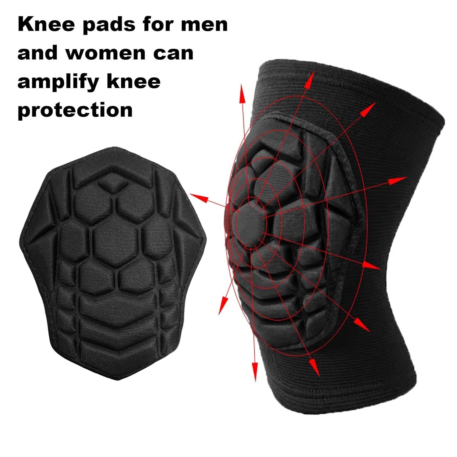 Skiennix Knee Pads - Soft Elastic Compression Sleeves for Skating, Soccer, Yoga | Breathable Black, Large
