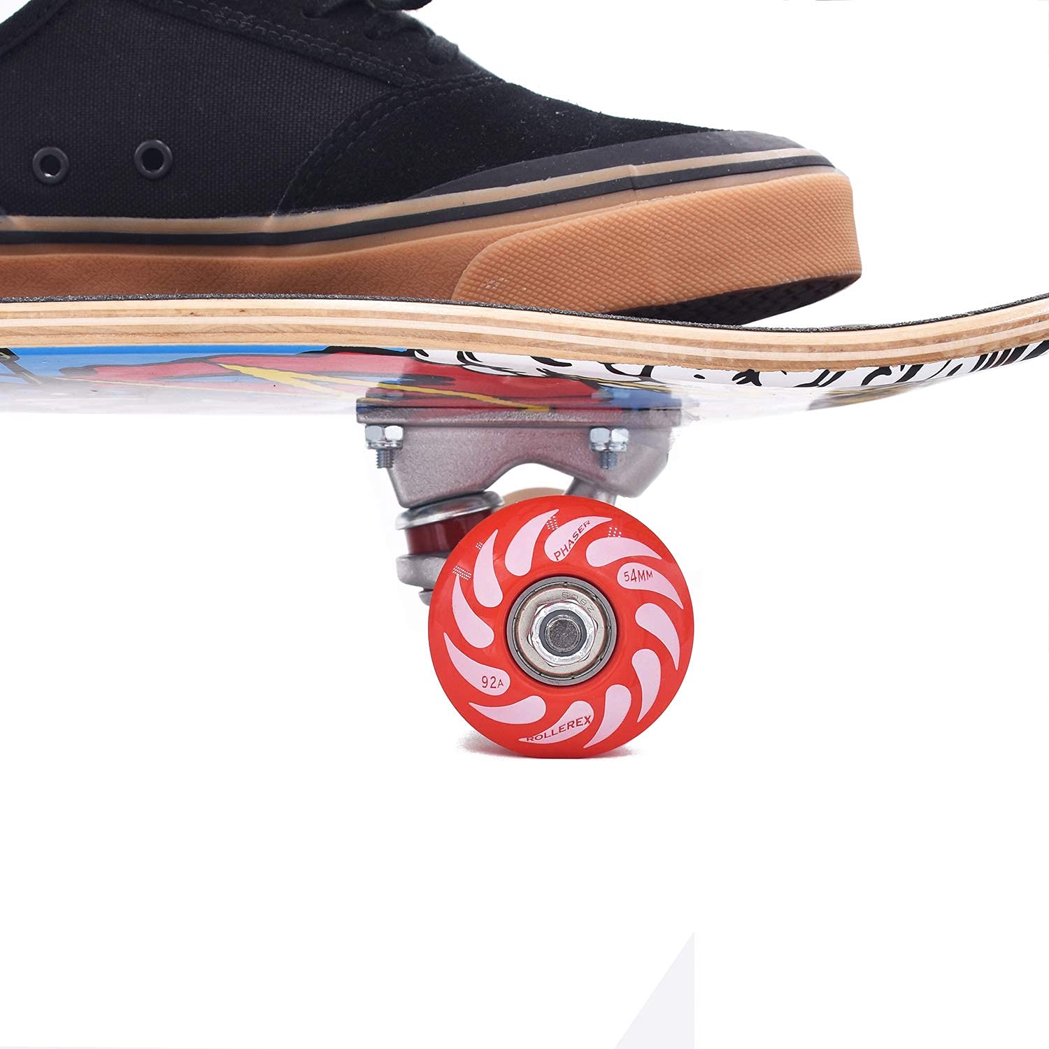 Rollerex Phaser 92A 54mm Skateboard Wheels 4-Pack Durable 32mm Width Cruiser Wheels for Skateboards – Smooth Ride & Easy Installation (Rocket Red)