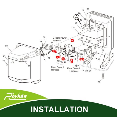Roykaw EZGO #70 Series Solenoid Relay with Resistor & Diode Kit for 36 Volt Golf Cart, 4 Terminal Continuous Duty, OEM # 27855G01 11761G1 27855G02 31680G1 3016, Upgrade Mount Bracket, Anti-Vibration