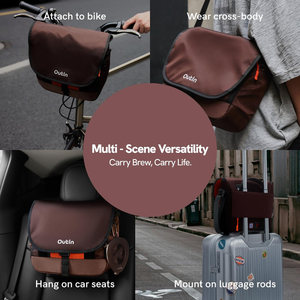 Flex Messenger Shoulder Bag, Nylon Crossbody Travel Bag for Women Men, Compatible Mino, Nano & Fino, Brown