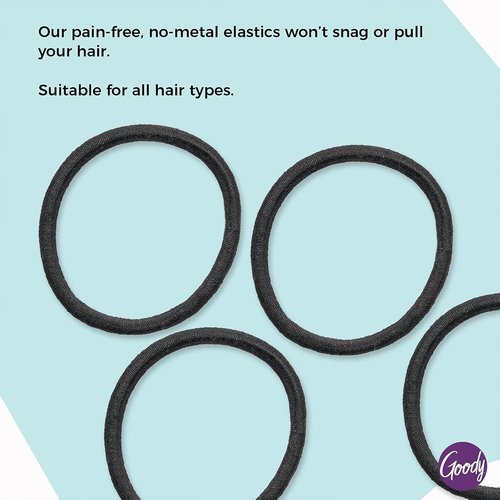 Goody Ouchless Hair Elastics - Tangle-Free Hold for Thick, Curly & Textured Hair - 30 Count, Black Ponytail Holders