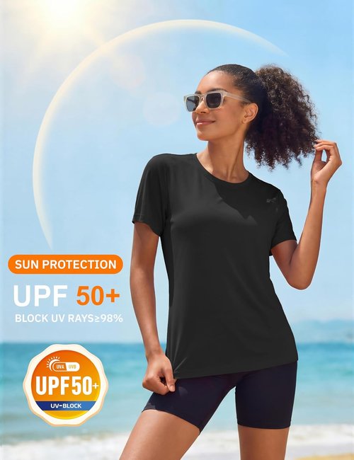 MAGCOMSEN Women's Workout Tops - UPF 50+ Quick Dry Athletic Shirts for Sun Protection | Short Sleeve
