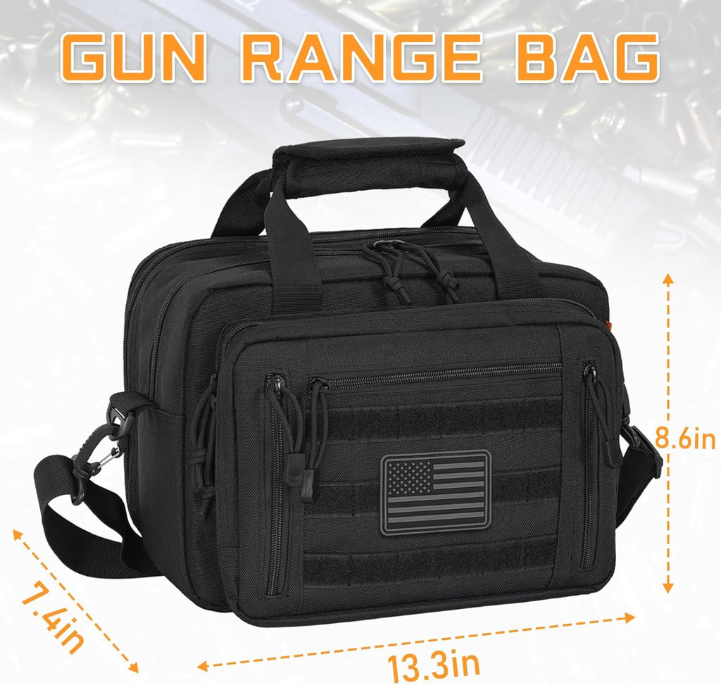 Skiennix Pistol Case - Durable Gun Range Bag for 2 Pistols & 6 Magazines | Lockable Zipper Design