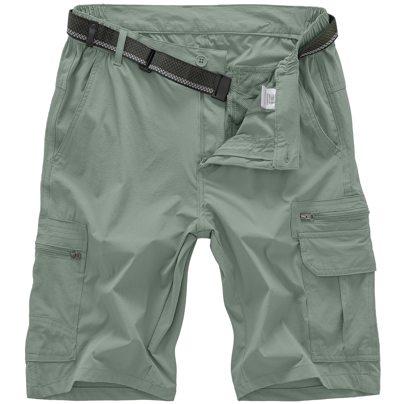 Jessie Kidden Mens Outdoor Casual Expandable Waist Lightweight Water Resistant Quick Dry Fishing Hiking Shorts (6222 Green Sage 40)