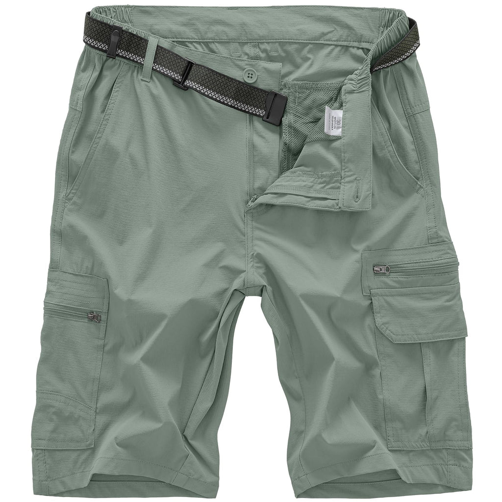 Jessie Kidden Mens Outdoor Casual Expandable Waist Lightweight Water Resistant Quick Dry Fishing Hiking Shorts (6222 Green Sage 40)