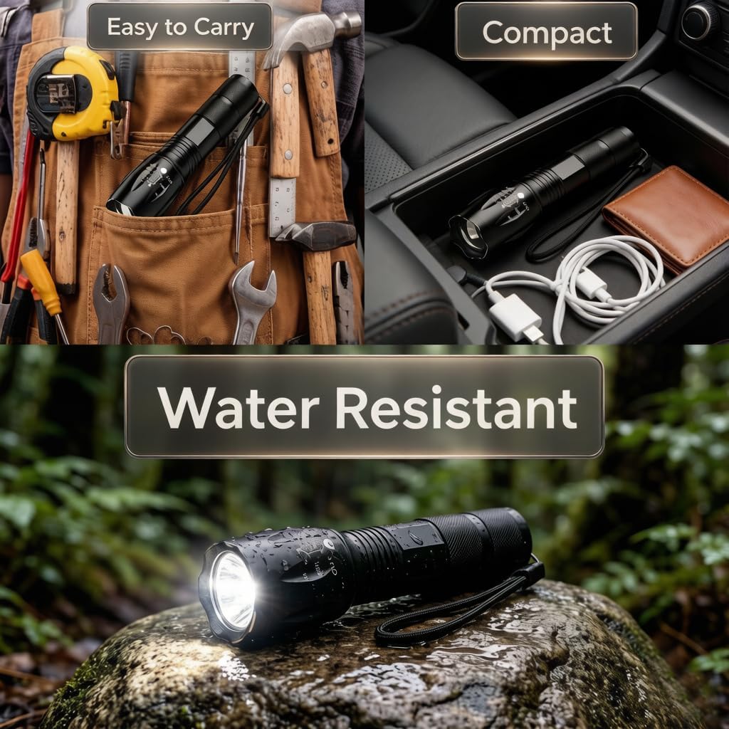 Skiennix LED Flashlights - 10 Pack High Lumens Tactical Flashlights with 5 Modes | Waterproof & Zoomable for Camping, Hiking, and Emergency Use