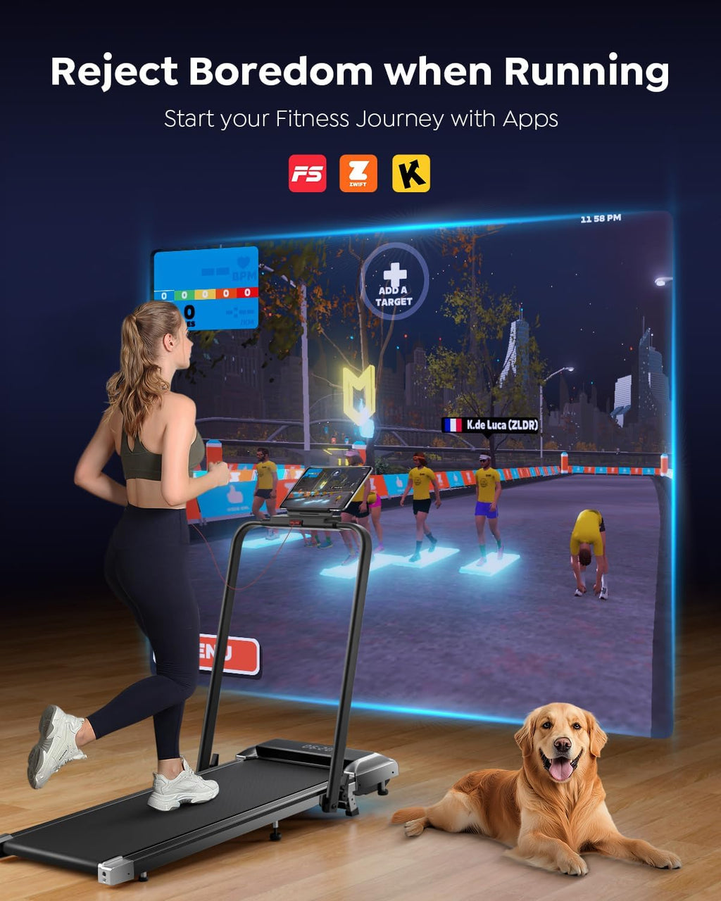 Skiennix Walking Pad Treadmill - 2 in 1 Foldable Design for Home & Office | 300lbs Capacity, App & Remote Control