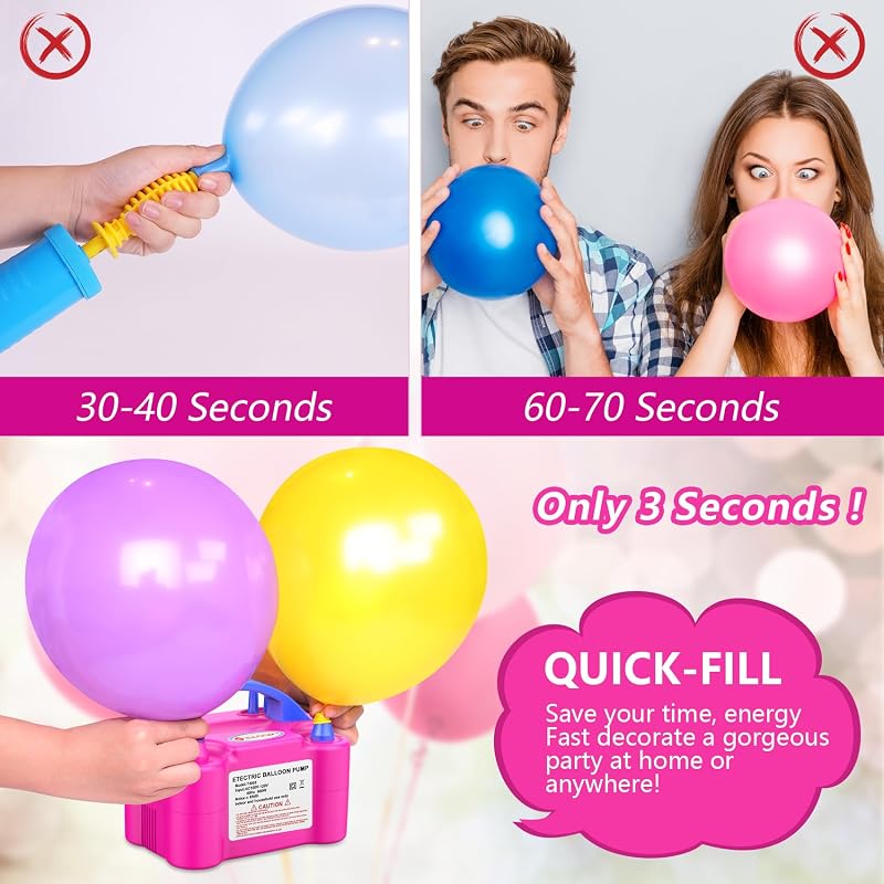 IDAODAN Big Red Electric Balloon Pump - Portable Dual-Nozzle Balloon Blower