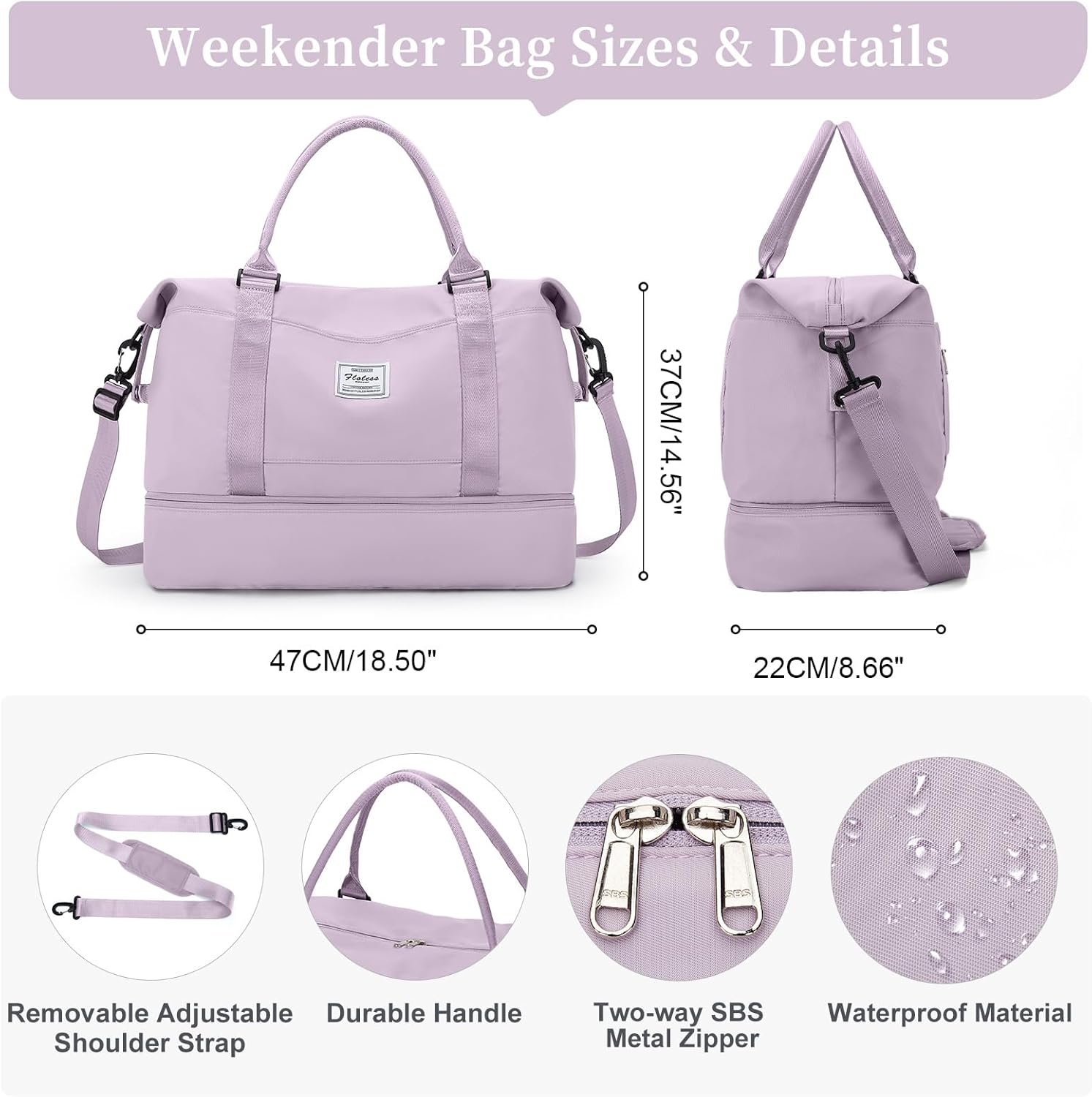 Travel Duffel Bag with Shoes Compartment, Overnight Weekender Bags for Women,Carry on Personal Item Bag