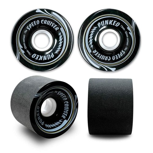 Yocaher Longboard Skateboard Trucks Combo Set 71mm Wheels + 7"/180mm Heavy Duty Aluminum Polished Trucks, Bearing, Riser Pad, and Longboard Hardware Package (Solid Black Wheel & Polished Trucks)