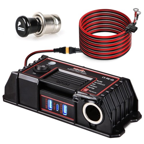 400W Golf Cart USB Charging Port with XT60 Port, 12V 120W Cigarette Lighter & 3 USB Quick Charge 3.0 Power Socket Adapter for 36V/48V EZGO Club Car Yamaha, No Drill Installation Golf Cart Accessories