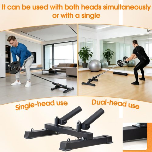 Landmine Base Gym Equipment - Dual & Single Head, 360° Rotating T-Bar Row Attachment for Barbell - Compact Design for Home Workouts