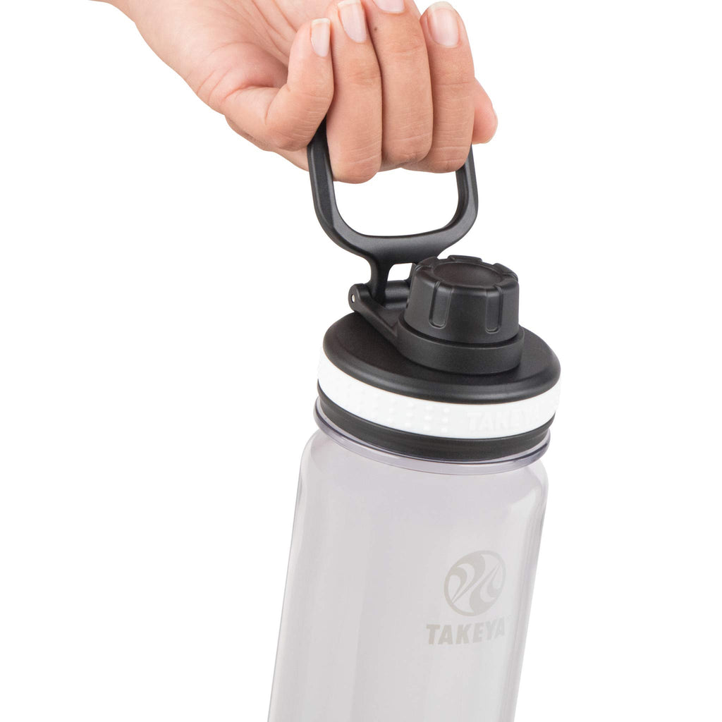 Takeya Tritan Sport Water Bottle with Spout Lid - BPA-Free & Dishwasher-Safe Water Bottle - Reusable Bottle with Lid Handle - Simple Leak-Proof Water Bottle - 24 oz, Clear