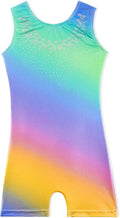 Skiennix Leotards for Girls - Shiny Rainbow Unicorn Design | Toddler Gymnastics & Dance Wear