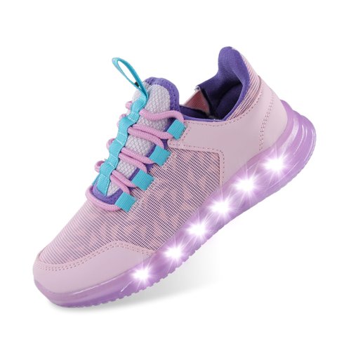 LOUGSIN Girls Light Up Shoes Lightweight Mesh Breathable Adorable GlowDash Walking Running Sneakers for Little Kid Purple Size 13