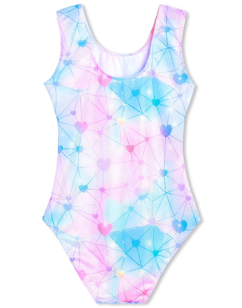 Domusgo Gymnastics Leotards for Girls 10-12 Years Old Blue Pink Heart Sparkly One Piece Tumbling Outfits