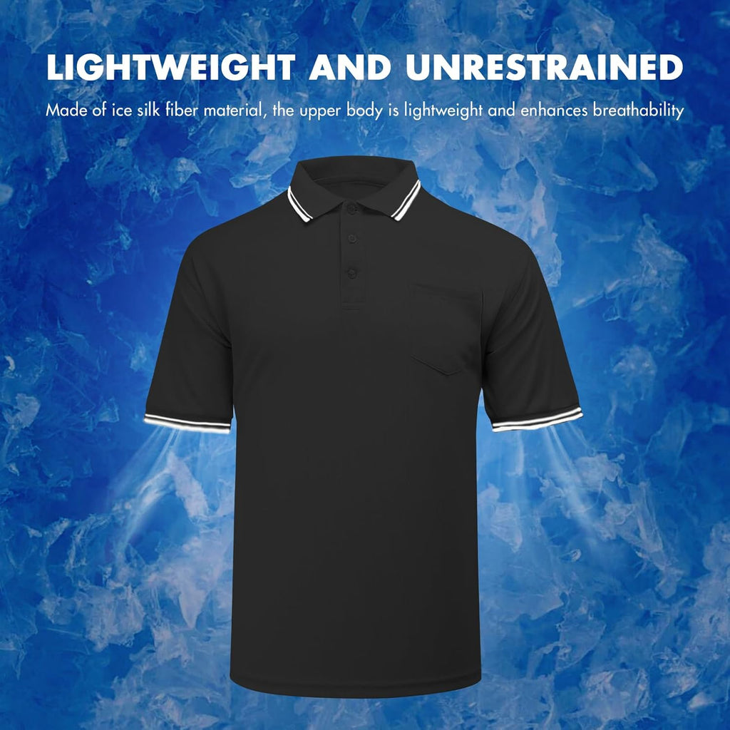 Redgino Men's Baseball Softball Umpire Shirt - Short Sleeve Polo Ref Jersey for Comfort & Mobility