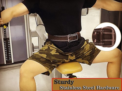 Nicynin Leather Weight lifting Belts for Men - 6 Inch Padded Lumbar Back Support Belt, Workout Waist Brace for Weightlifting Powerlifting Deadlifts Squat Strength Training Fitness