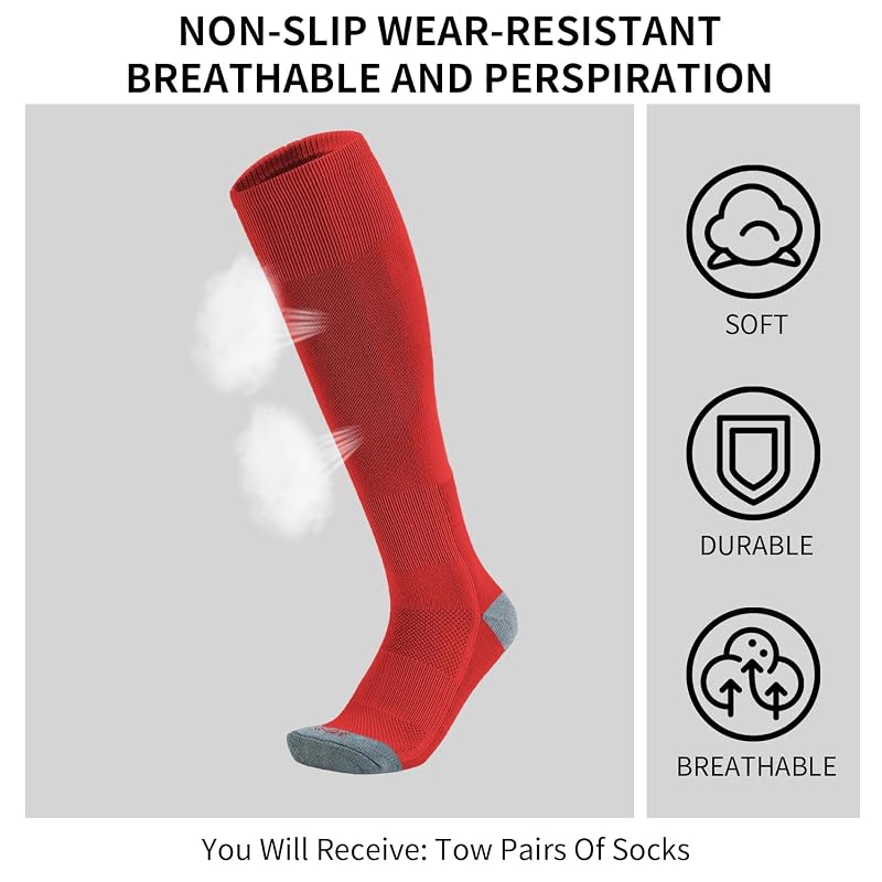 Toddler Baseball Socks 2 Pairs A-Baseball Style - Red 5-7 Years