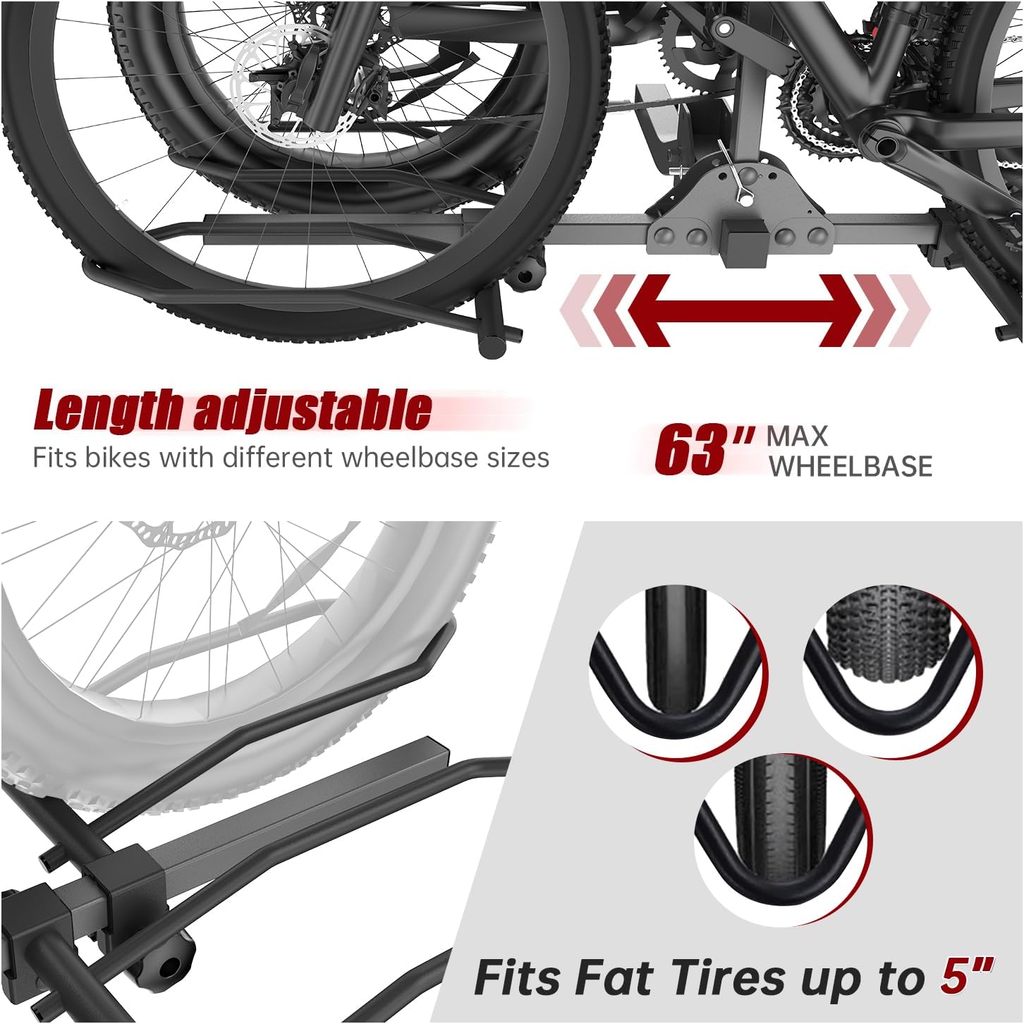 **160Lbs Heavy Duty Bike Rack Hitch by [Brand Name] - Foldable E-Bike Carrier for SUVs | Anti-Rattle Lock, Fits 2'' Receiver**