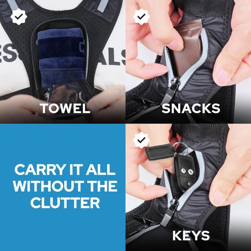 Brancy Running Phone Holder Vest - Reflective Running Vest for Women & Men with 2 Shoulder Zipper Pockets | Alternative Lightweight Backpack | Adjustable Waterproof Running Vest with Phone Holder