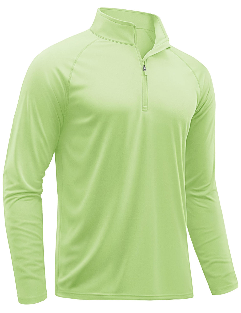 TACVASEN Athletic Quarter Zip Pullover Shirts for Men Running Shirts Quick Dry Sun Protection Sun Long Sleeve Beach UPF50+ T-Shirts Light Green