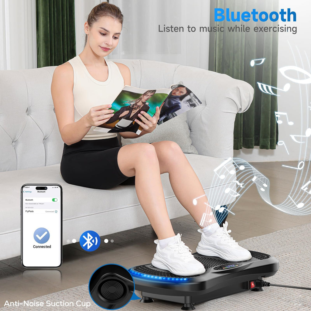 Vibration Plate Exercise Machine for Lymphatic Drainage, Vibration Machine for Full-Body Weight Loss Shaping, Vibrate Fitness Platform 400 Lbs & 200 Adjustable Speeds for Women Men Home (Black)