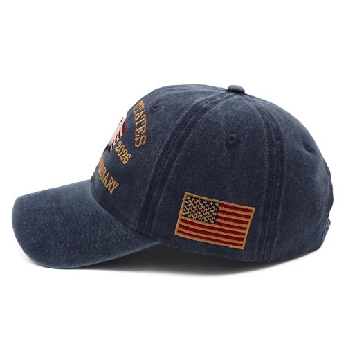 250 Anniversary USA Hat Embroidered Adjustable 250 Anniversary USA Hat,Patriotic Bald Eagle Baseball Cap for Men Women Gifts Navy Blue