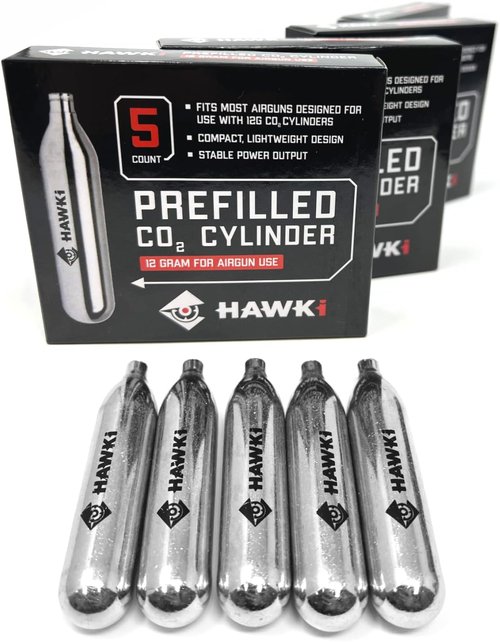 Hawki 12 Gram CO2 Cartridges - Perfect for Air Guns, BB Guns, Airsoft Pistols & Paintball Use