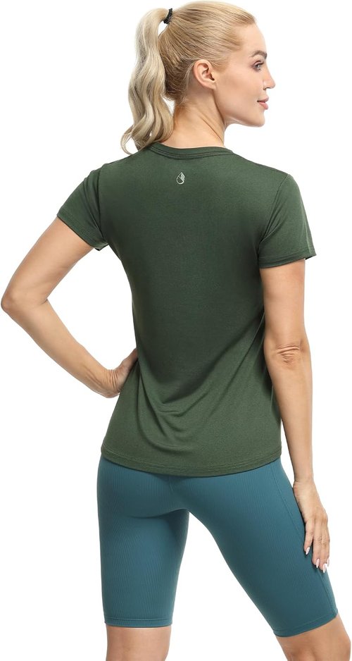 Icyzone Workout Shirts - Women's V-Neck Yoga Tops for Running & Fitness | Short Sleeve Activewear