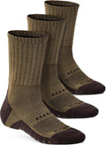 CQR Wool Hiking Socks - 3 Pack Mid Calf Crew | Moisture-Wicking & Breathable Tactical Cushion Socks