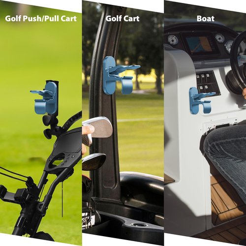 Magnetic Holder One-Handed for Golf Cart, Universal Clip Mount with Stick-On Metal Pads Fit 70 Rings, Glossy Zinc Alloy Accessory or Golf Carts, Boat & Golf Clubs, Father's Day Gift, Blue