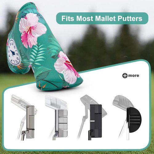 Golf Blade Putter Cover, Flower Style Elegant Embroidery Premium Leather Blade Putter Headcover Putter Head Covers for Scotty Cameron Ping Taylormade Odyssey