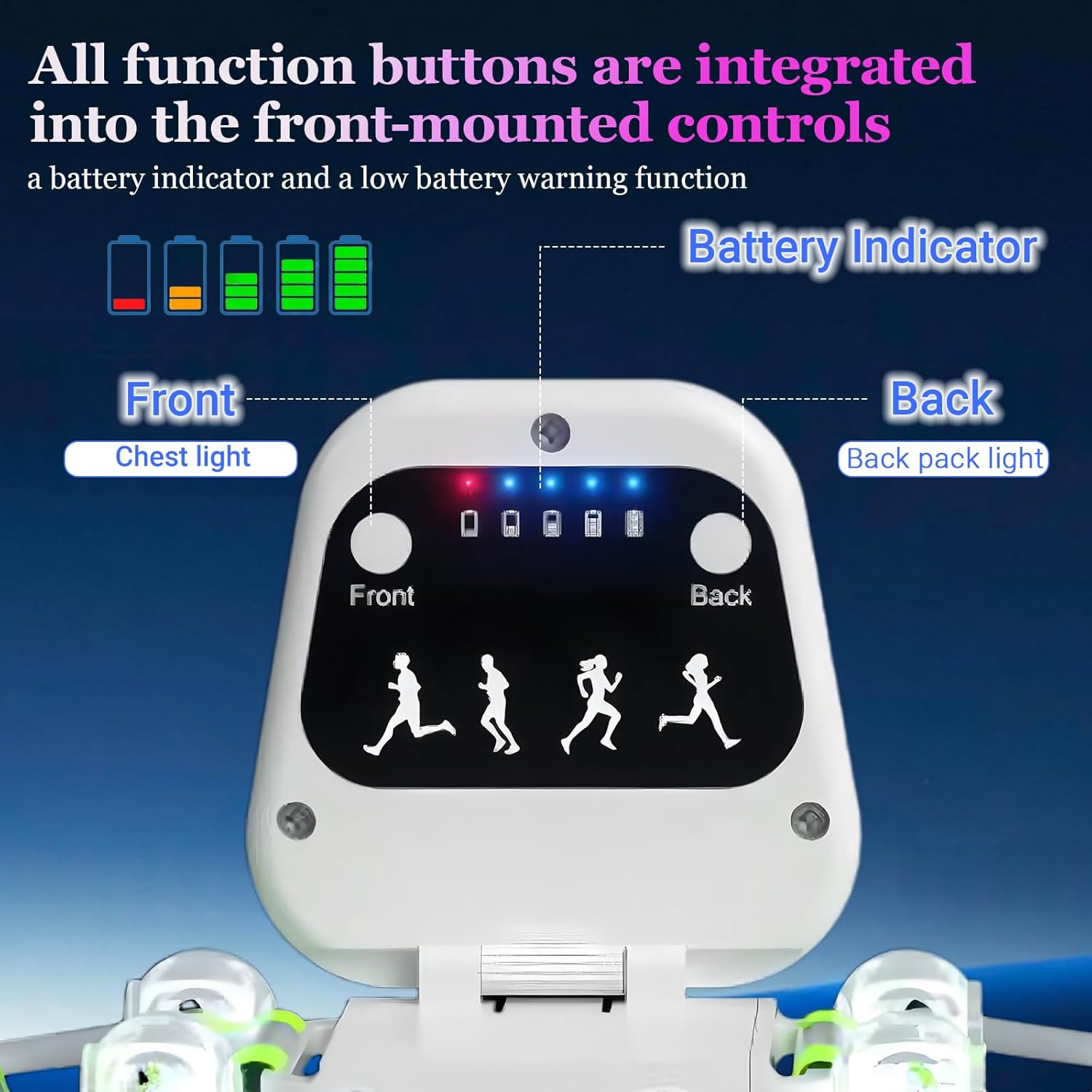 Skiennix Reflective Running Vest - Rechargeable LED Gear with 3 Modes & 7 Colors | Adjustable Safety Vest for Night Running, Cycling, Hiking (Large)