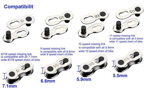 ENASGLOO 8 Pairs Reusable Bicycle Missing Link + Bike Chain Plier for 10 Speed