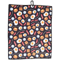 Festi Daze Breakfast Ball Golf Towel Microfiber Cloth with Carabiner Clip, Waffle Weave, Funny Golf Accessory, Golf Bag Towel