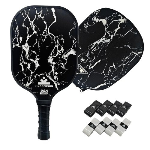 Kingberson Carbon Fiber Pickleball Paddle, High Spin & Control, Pro Pickleball Paddle - Pickleball Set with 1 Pickle Ball Racket, 1 Waterproof Carry Bag and 8 Overgrip Wraps