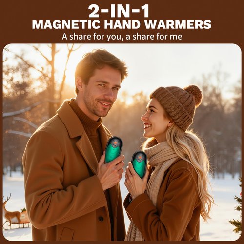 Hand Warmers Rechargeable 2 Pack, Pocket Hand Warmers with AI Control, 3-Temp Setting, 24 Hours Safe Heat, Electric Hand Warmers Fit Gloves for Skiing, Fishing, Hunting, Women Xmas Gifts (Green)