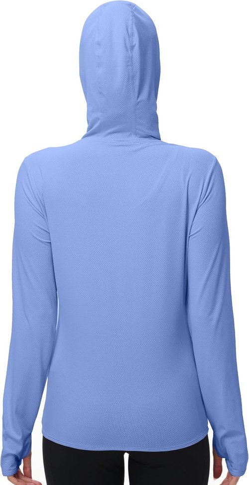 Isnowood Women's UPF 50+ Sun Protection Rash Guard - Lightweight Long Sleeve Zip Hoodie Jacket