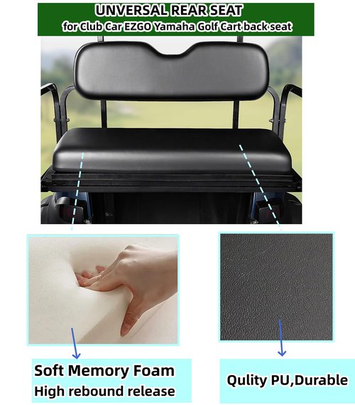 Dr.Acces Golf Cart Replacement Rear Seats Universal Rear Cushions for Club Car EZGO Yamaha Cushion Back Seat Dedicated for Flip Rear Seats (Black)