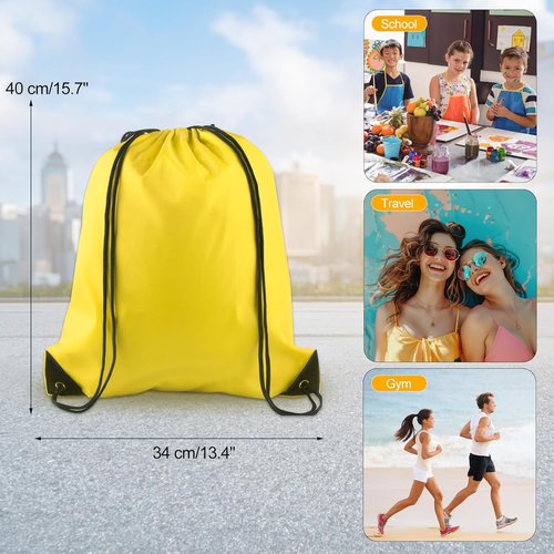 KUUQA Drawstring Backpack - 2 Pcs Yellow Cinch Bags for Gym & Travel Storage